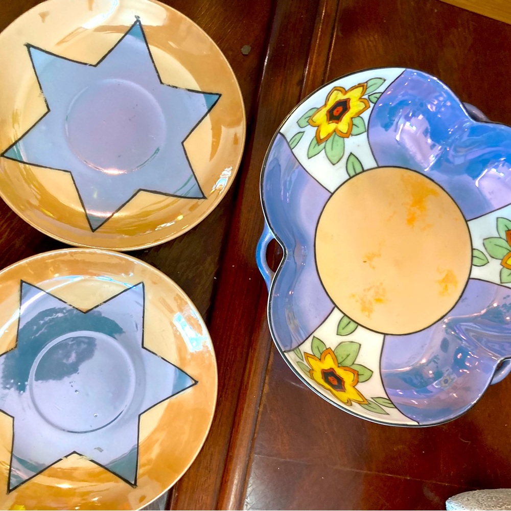 Vintage, three-piece, porcelain dishes